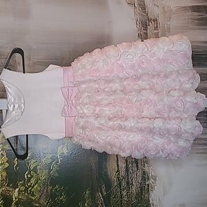 American Princess Girl 6X 7 Flower Girl pink white formal sleeveless dress